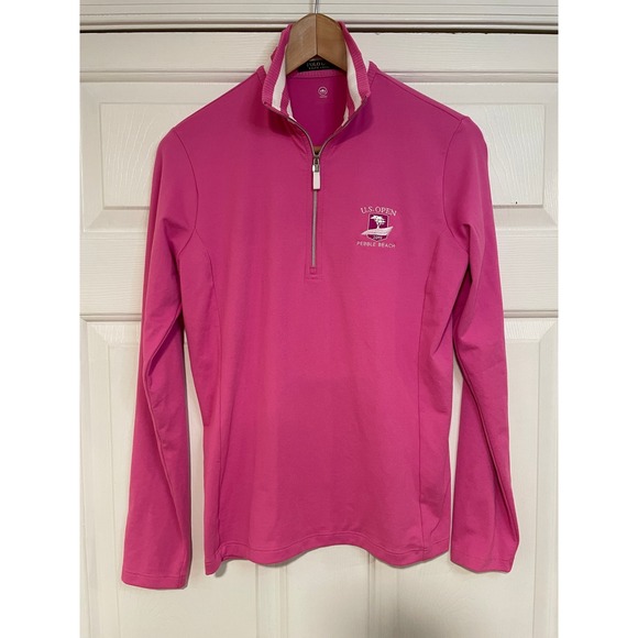 Polo Golf Ralph Lauren US Open 2019 Pullover 3/4 Zip Top Wicking Pink S Stretch - Picture 1 of 8